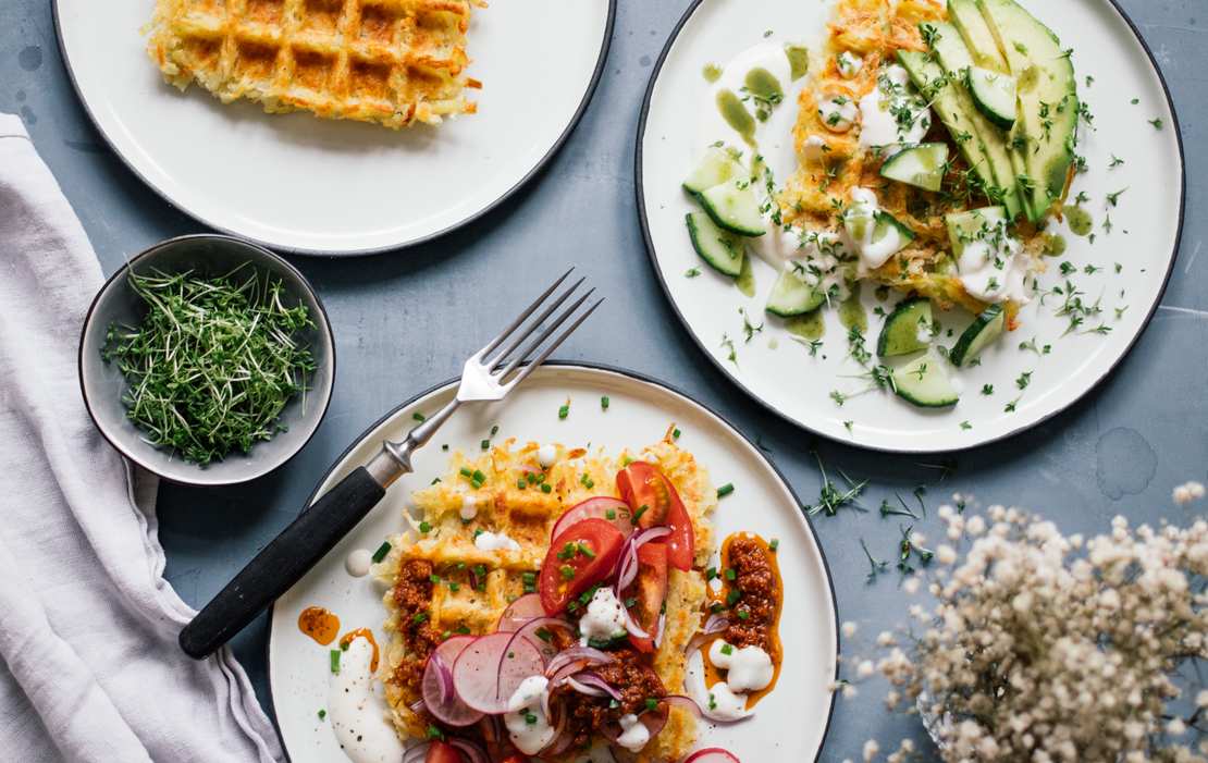 Vegane herzhafte Waffeln aus Kartoffeln