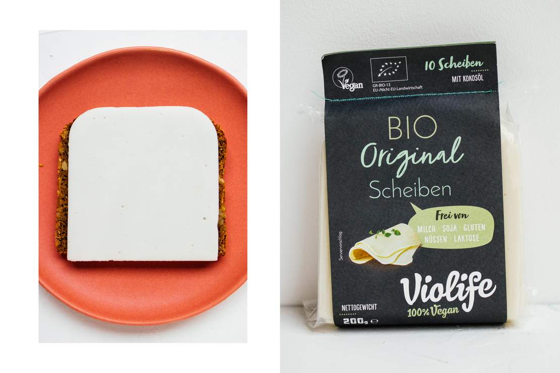 A168 Veganer Scheibenkäse im Supermarkt