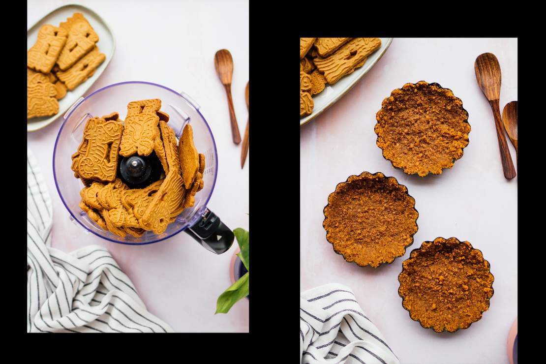 R482 Vegan No-Bake Speculoos Tarts with Vanilla Custard