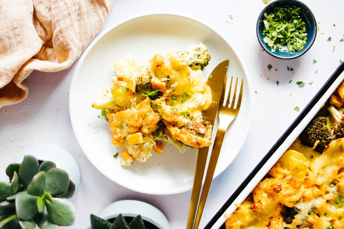 R585 Creamy Vegan Potato Broccoli Casserole