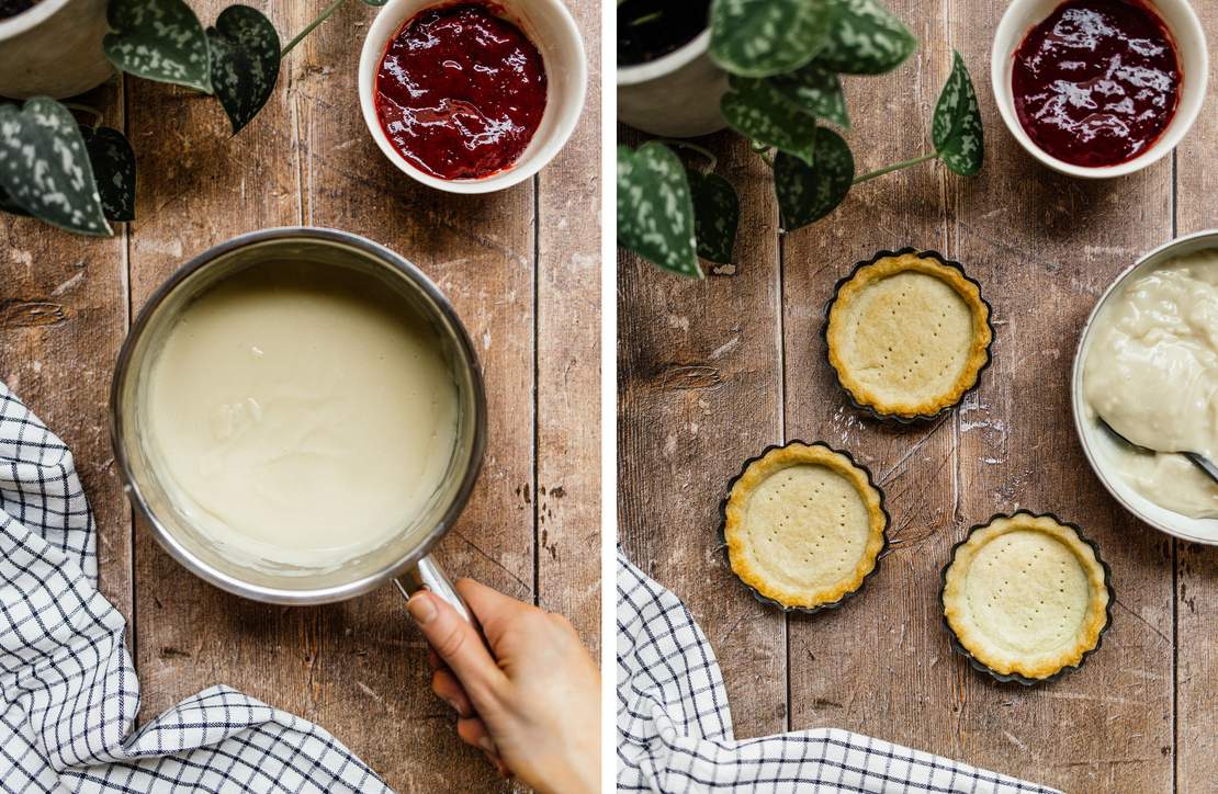 R734 Vegane Tartelettes mit Marmeladen-Pudding-Füllung