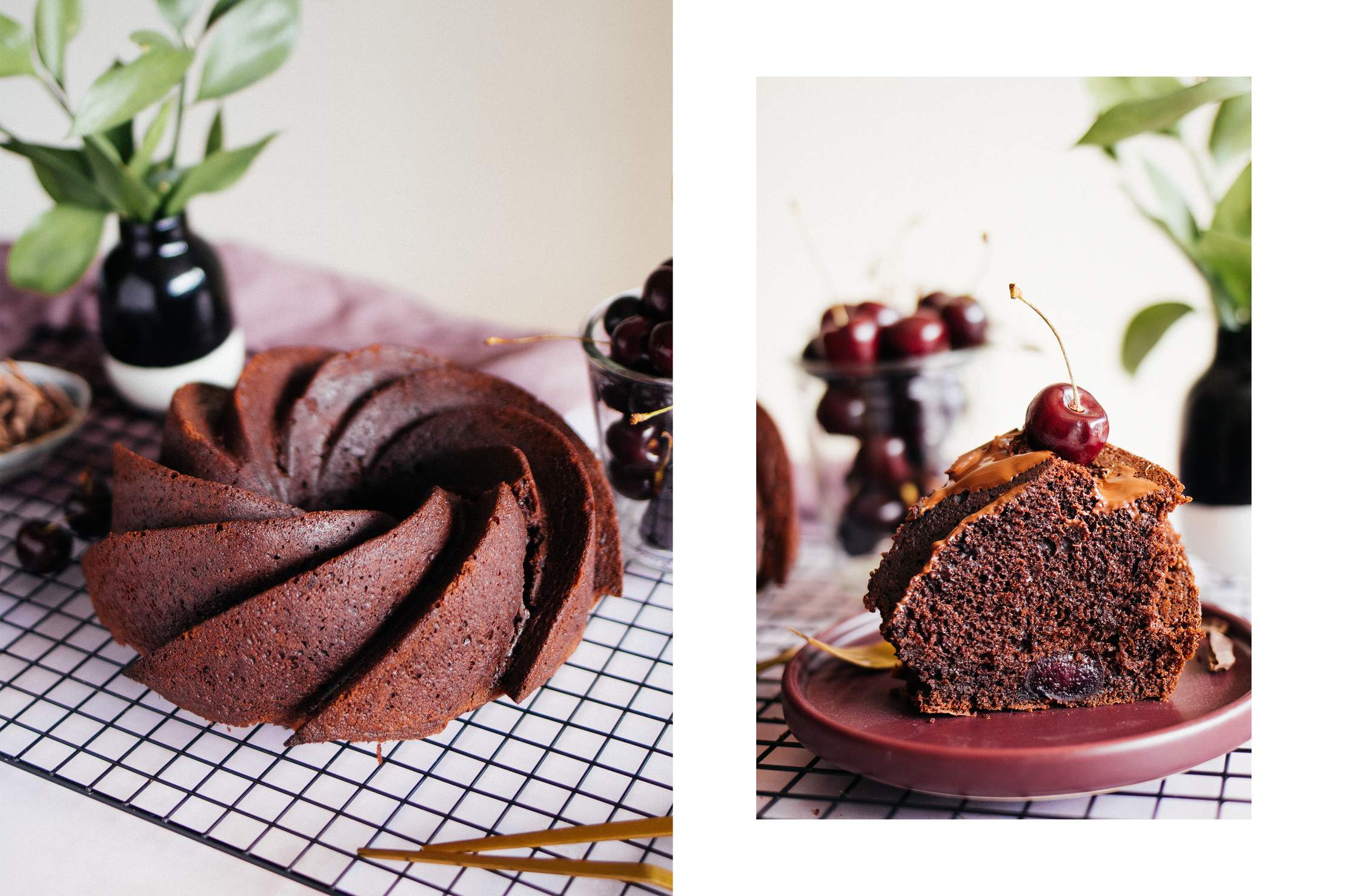 Vegan Chocolate Cherry Bundt Cake 