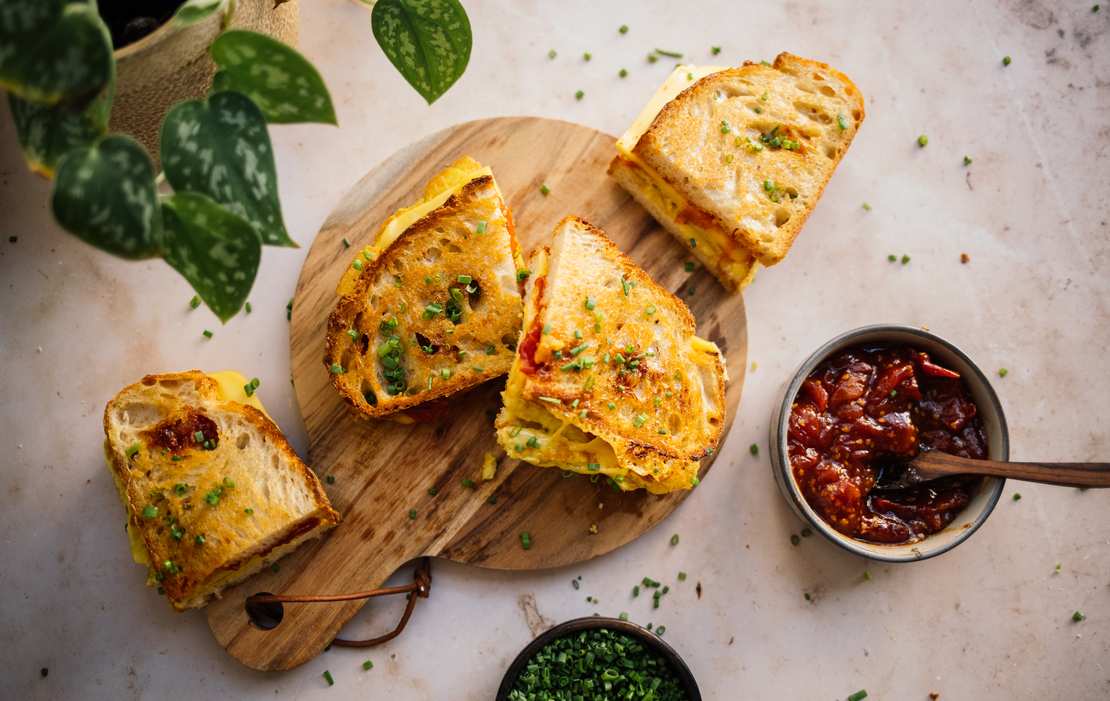 Grilled Cheese Sticks - Three Cheeses with Tomato Jam