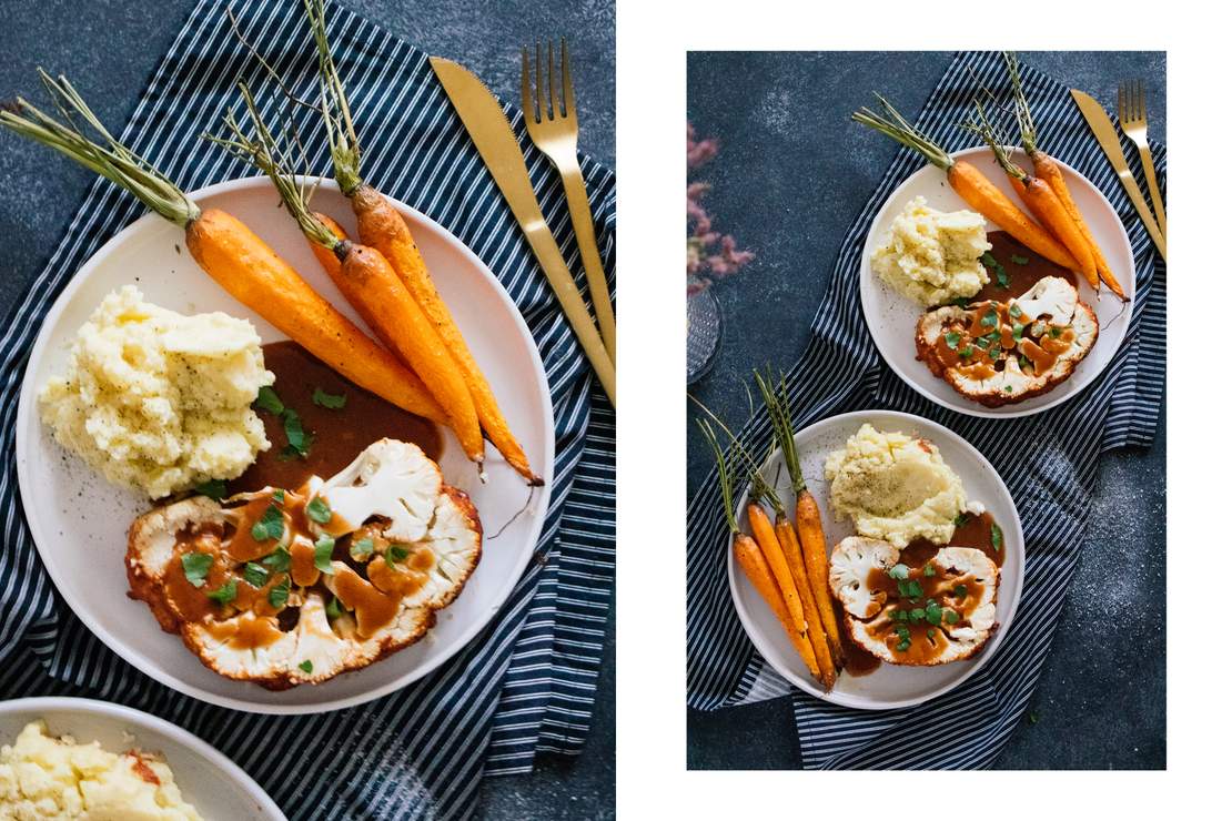 R461 Baked Cauliflower Roast with Mashed Potatoes & vegan Gravy