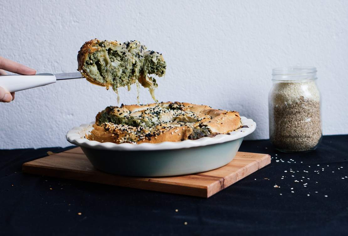 R145 Vegane Börekschnecke mit Spinat-Artischocken-Creme 