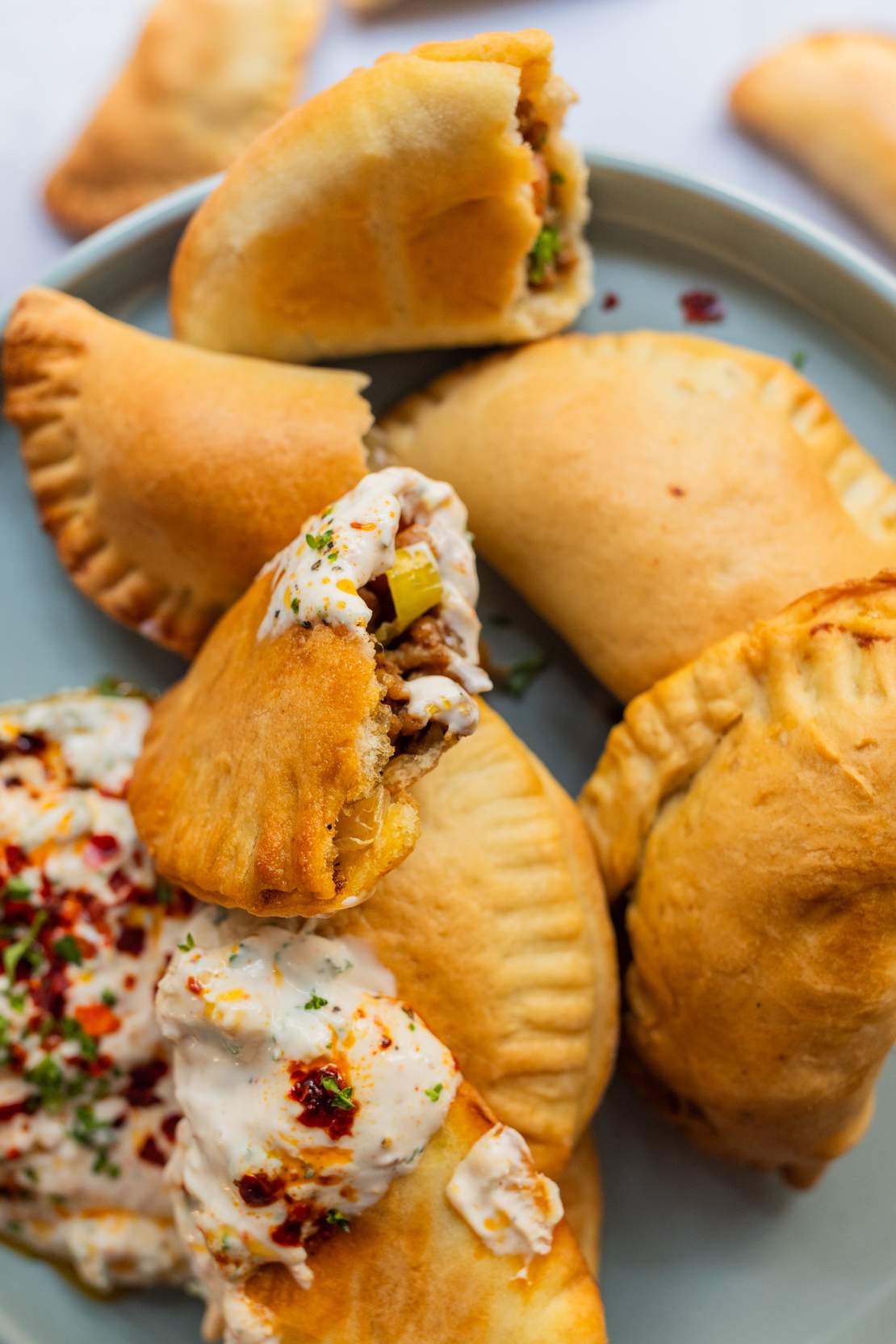 Baked Pierogi with Vegan Mince Filling and Dip 