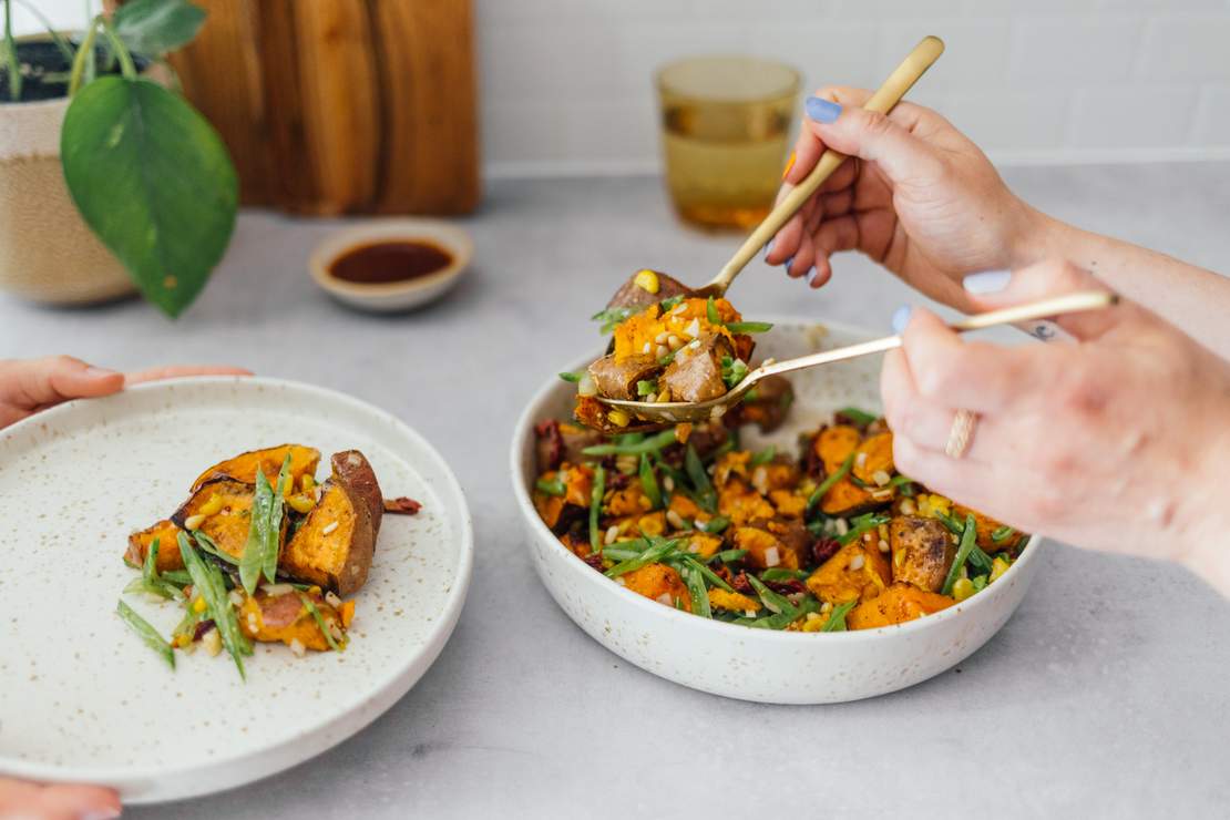 R769 Baked Sweet Potato Salad with Sesame Vinaigrette