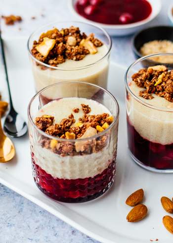 Vegan 20-Minute Dessert with Semolina Pudding & Cherries