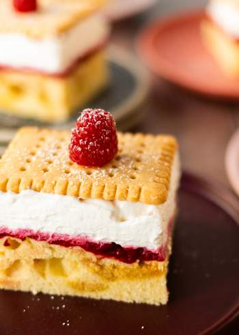 Creamy Vegan Raspberry Shortbread Cake