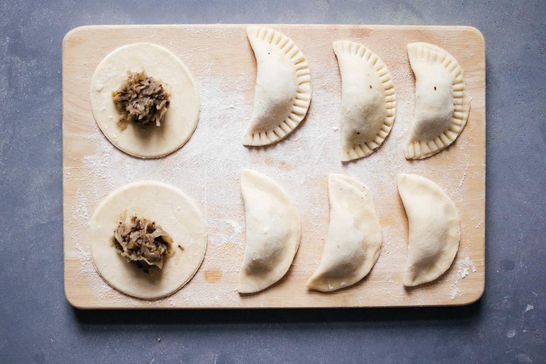 R365 Vegan pierogies with sauerkraut & mushrooms