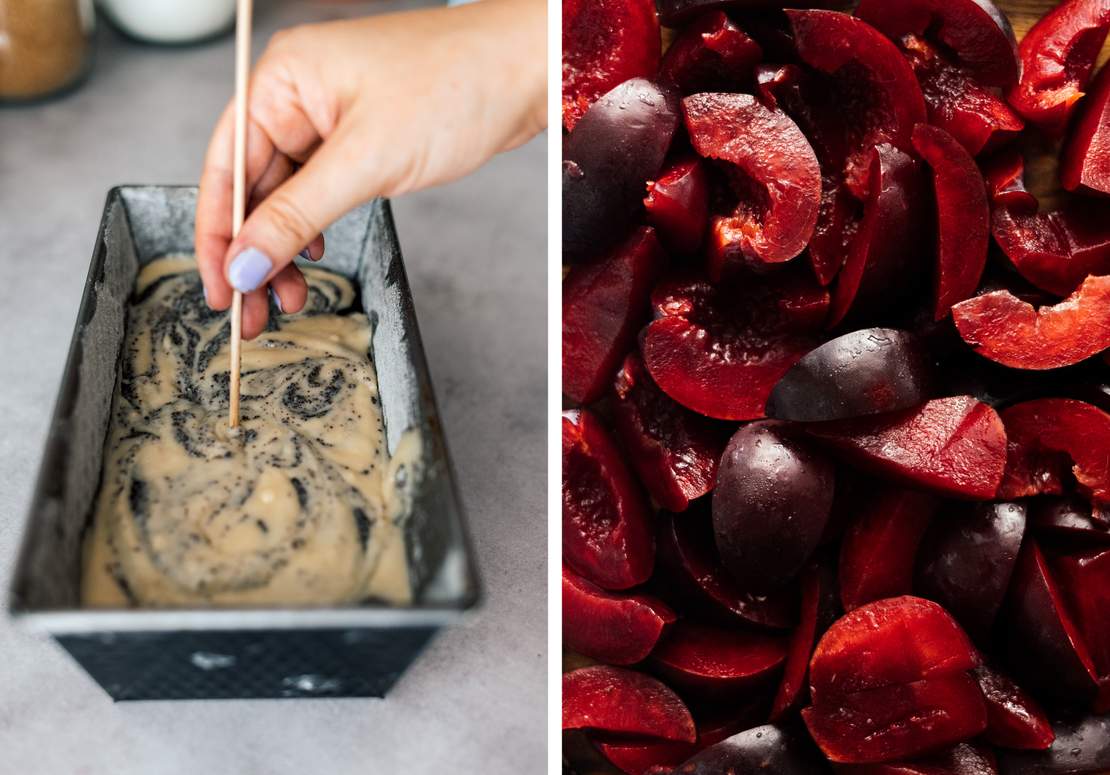 R770 Veganer Mohn-Pflaumen-Kuchen mit Streuseldecke