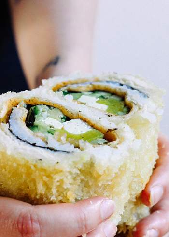Vegane Deep Fried Crispy Sushi Taco Rolls