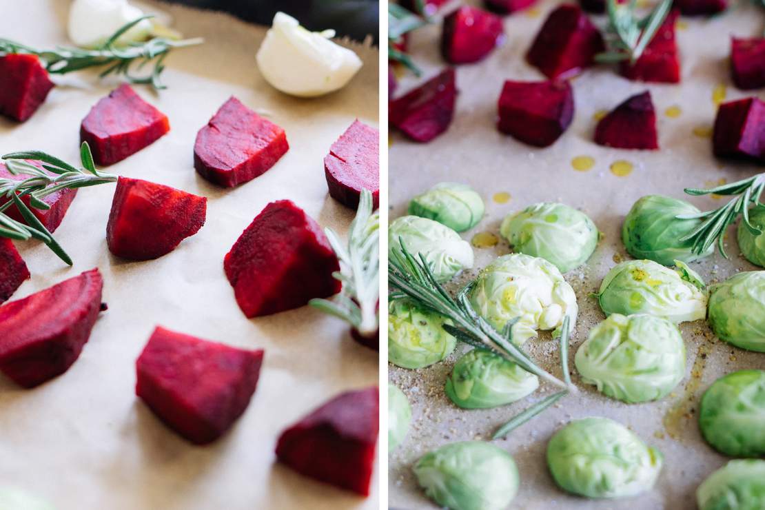 R495 Cremige Polenta mit Rosenkohl und Rote Beete