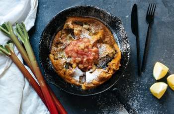 Vegan Dutch Baby with Rhubarb Compote
