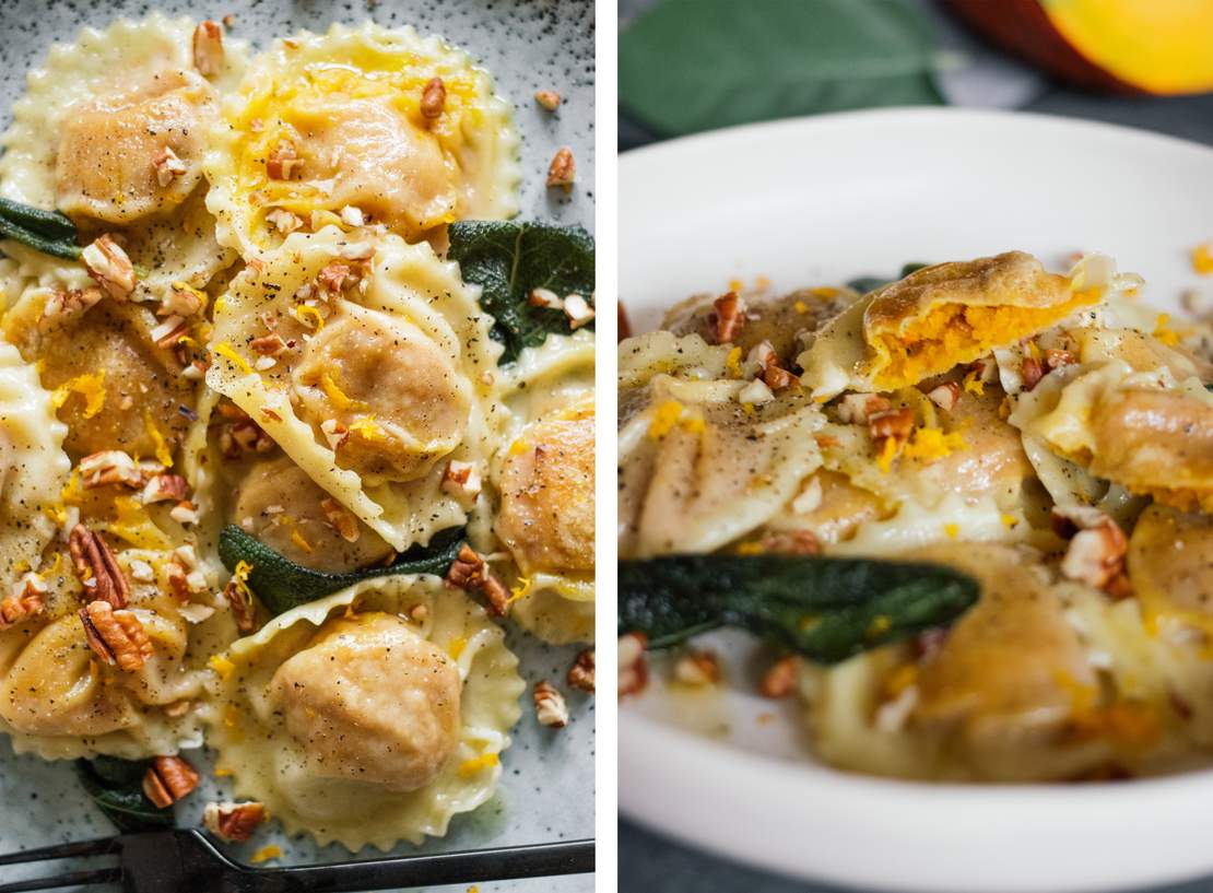 Pumpkin Sage Ravioli with Browned Butter Pecans (plus a look at the KitchenAid  Ravioli Maker Attachment) – the vegetarian ginger