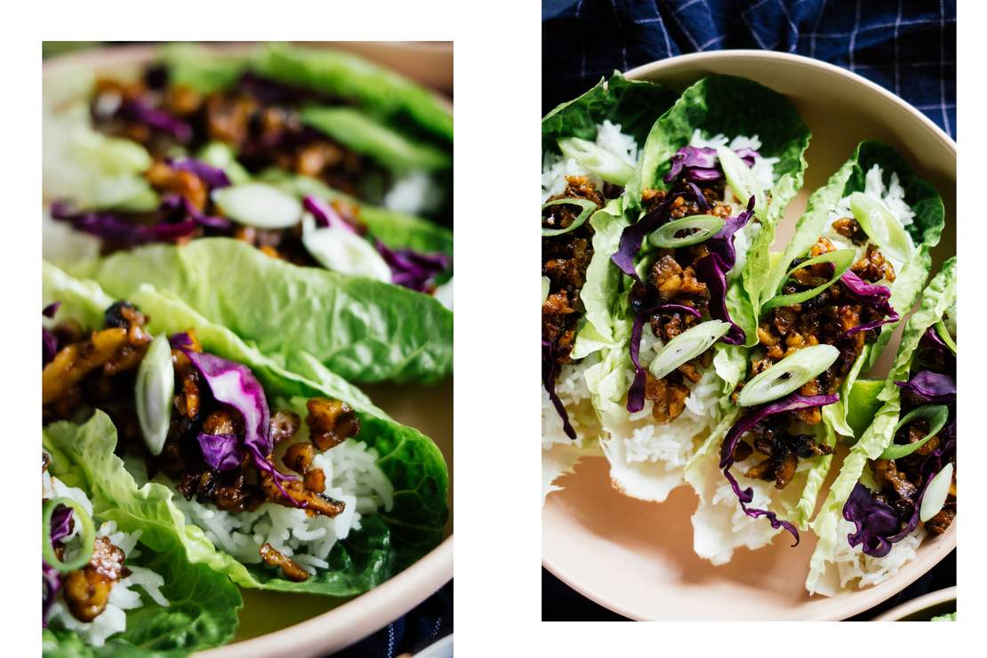 R527 Vegane Lettuce Wraps mit Reis & Pilzen