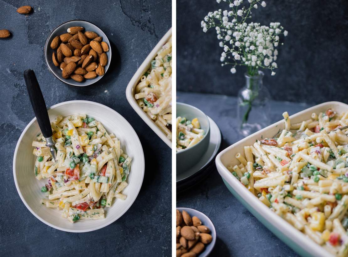 R206 Vegan maccaroni salad with almond dressing