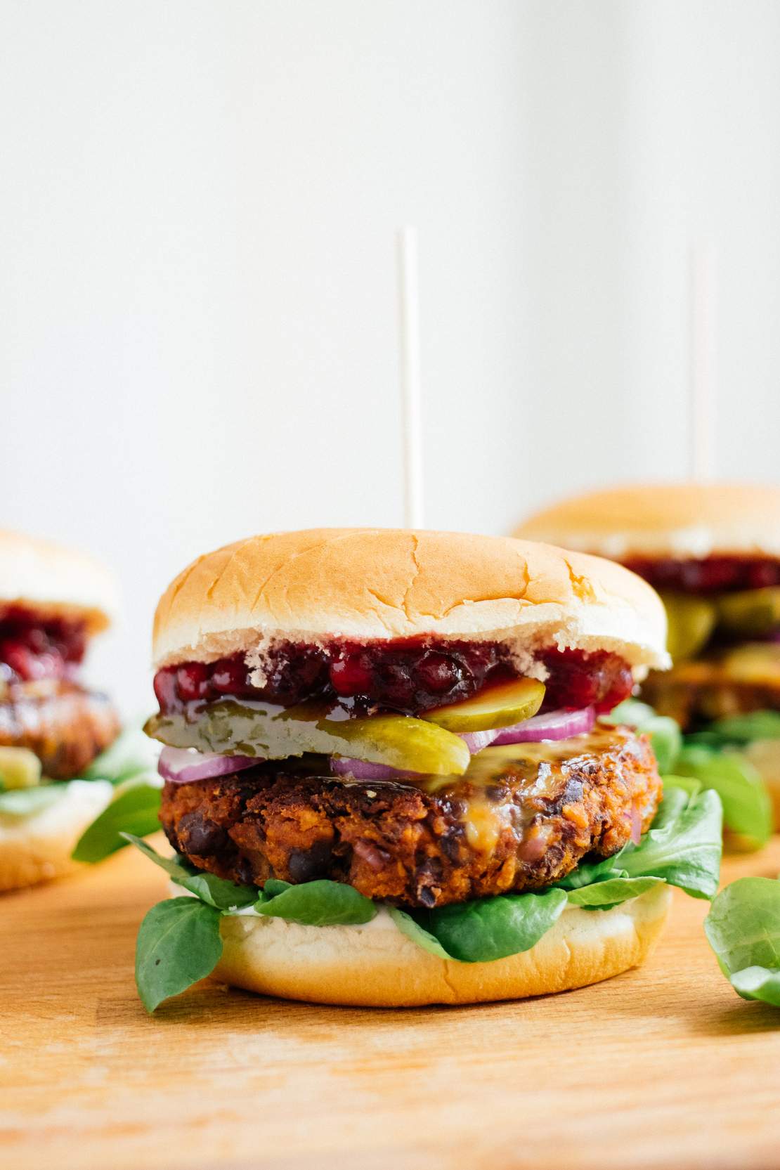 R420 Vegan Burger with black bean patty & lingonberries
