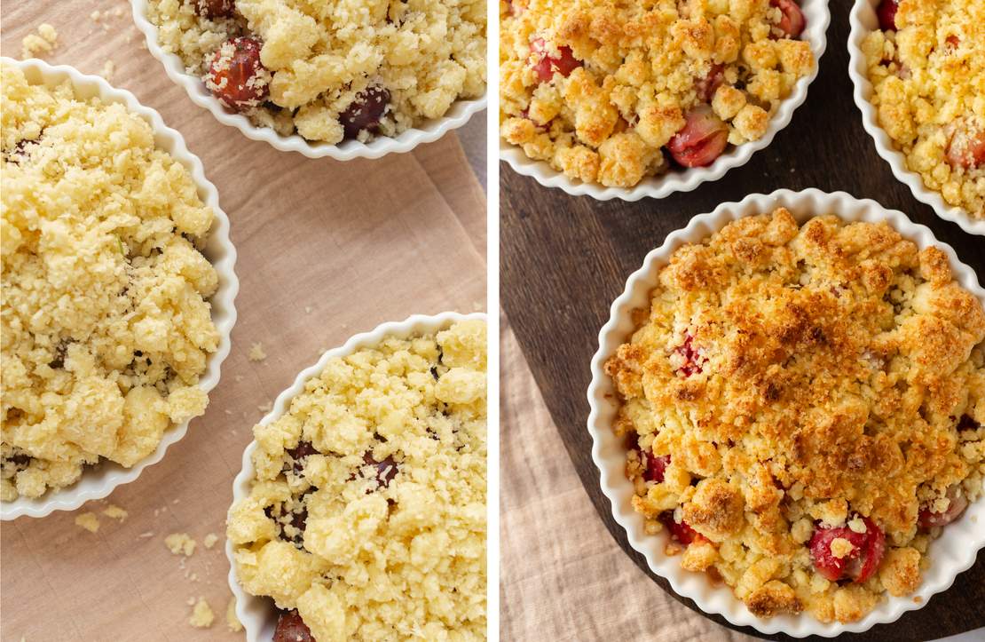 R836 Veganer Stachelbeer-Crumble mit Kokosstreuseln