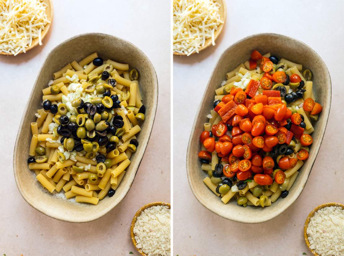 R880 Veganer One-Pot-Pesto-Nudelauflauf mit knuspriger Käsekruste