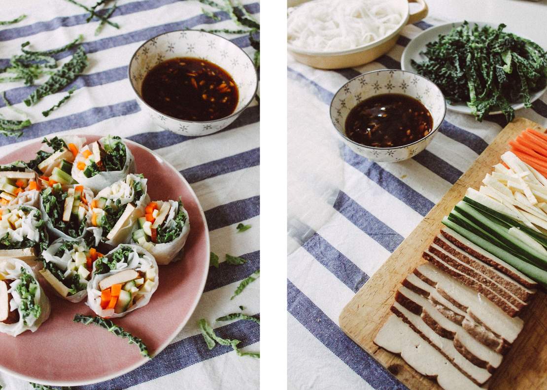 R118 Vegan winter rolls with quince dip