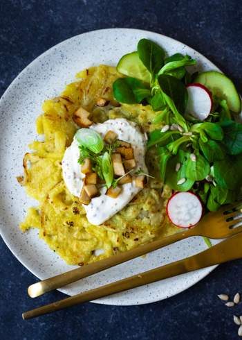 Vegane Käsespätzle-Rösti 