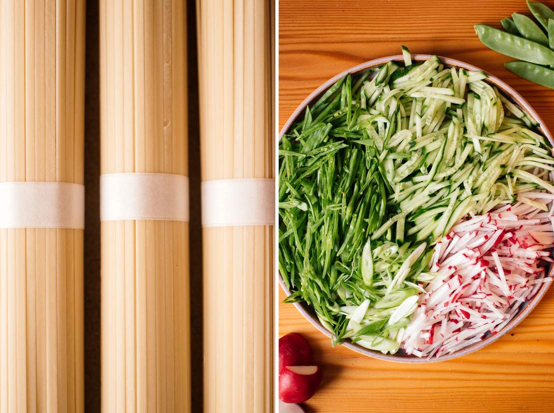 R663 Vegan Sesame Udon Noodles with Spicy Soy Mince