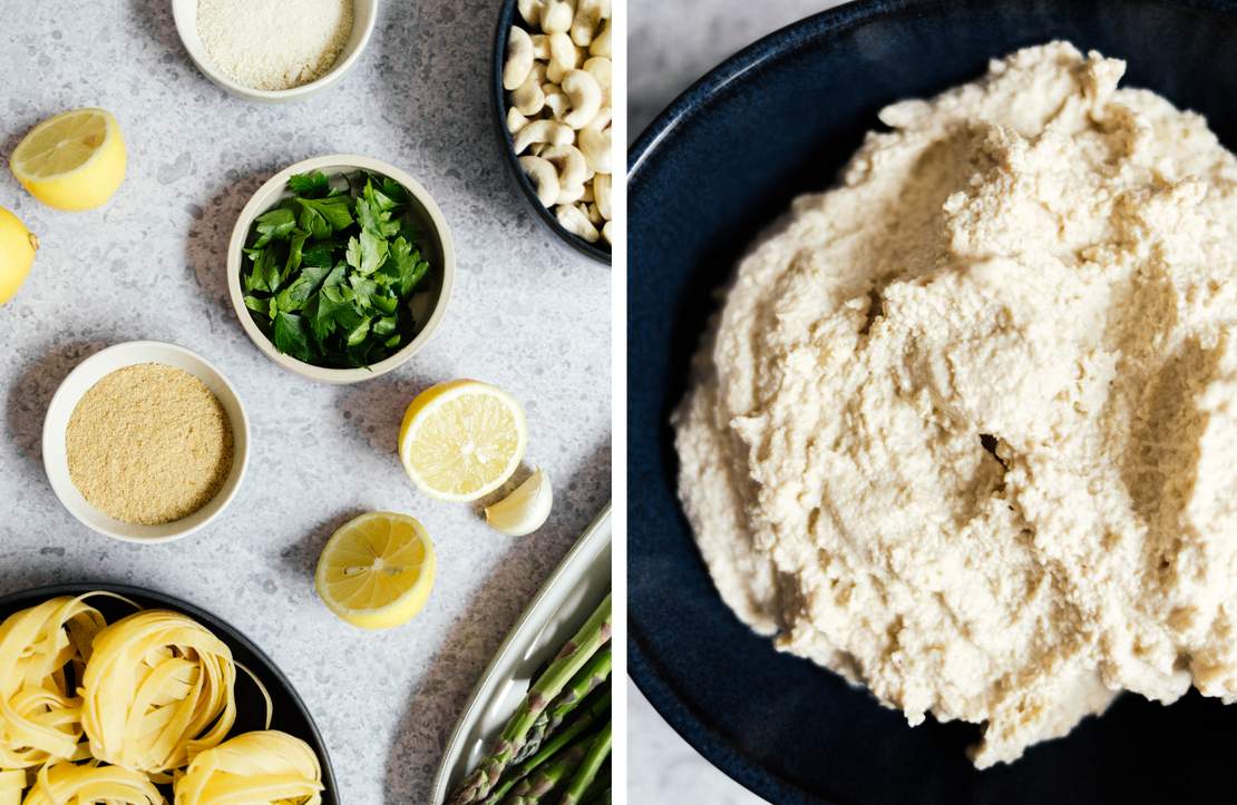 Quick Pasta with Vegan Ricotta & Asparagus