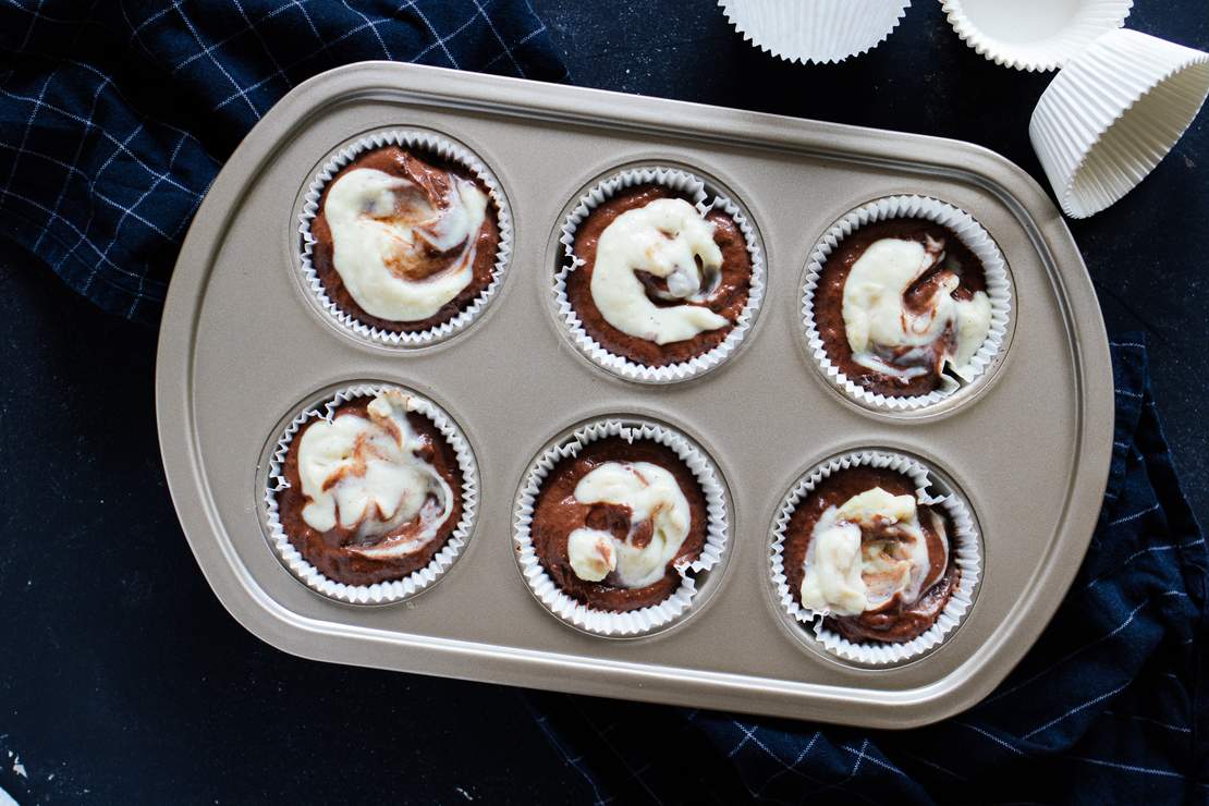 R513 Vegane Double Chocolate Cheesecake Muffins