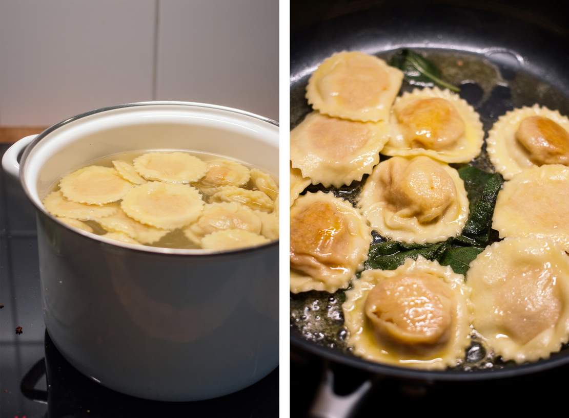 R447 Kürbis-Ravioli in Salbeibutter