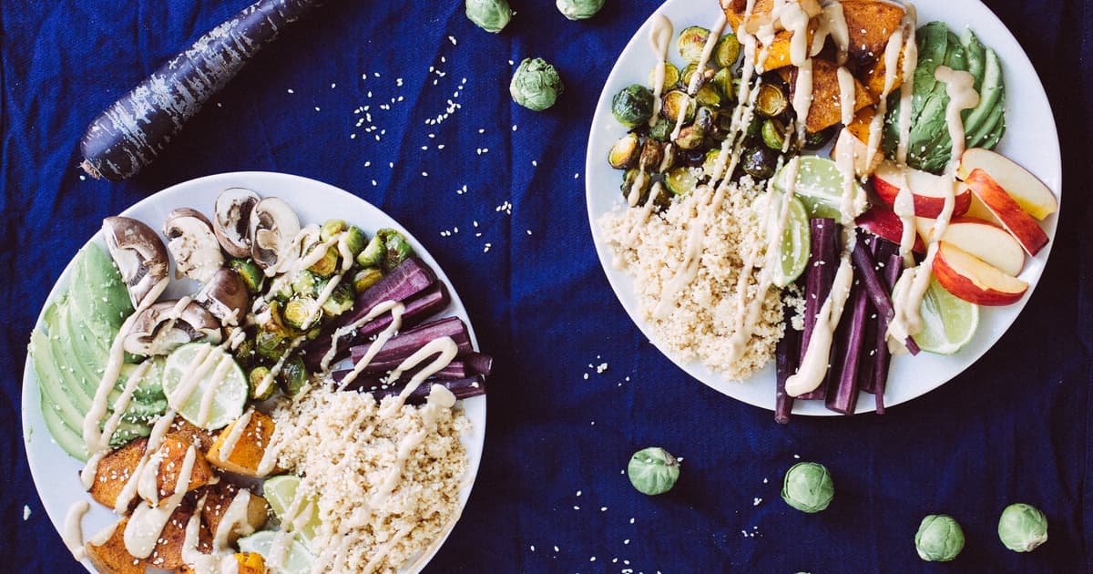 Vegan Couscous Bowl with Brussels Sprouts & Tahin Dressing | Zucker&Jagdwurst