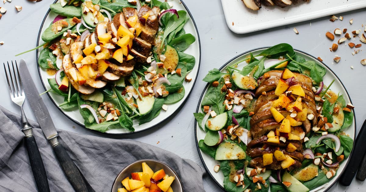 Summer salad with nectarine & portobello steak | vegan salad | Zucker&Jagdwurst