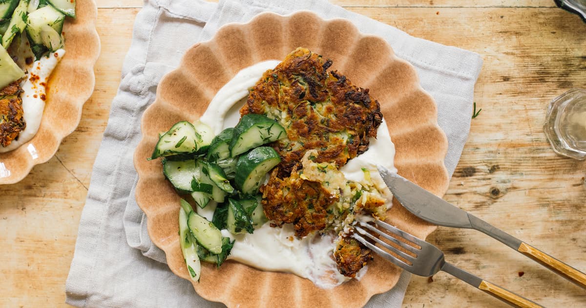 Vegan Zucchini Pancakes with Whipped Feta Dip | Recipe | Zucker&Jagdwurst