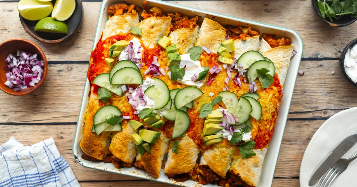 Vegan Enchiladas with Sweet Potato "Chicken" Filling Recip | Zucker&Jagdwurst