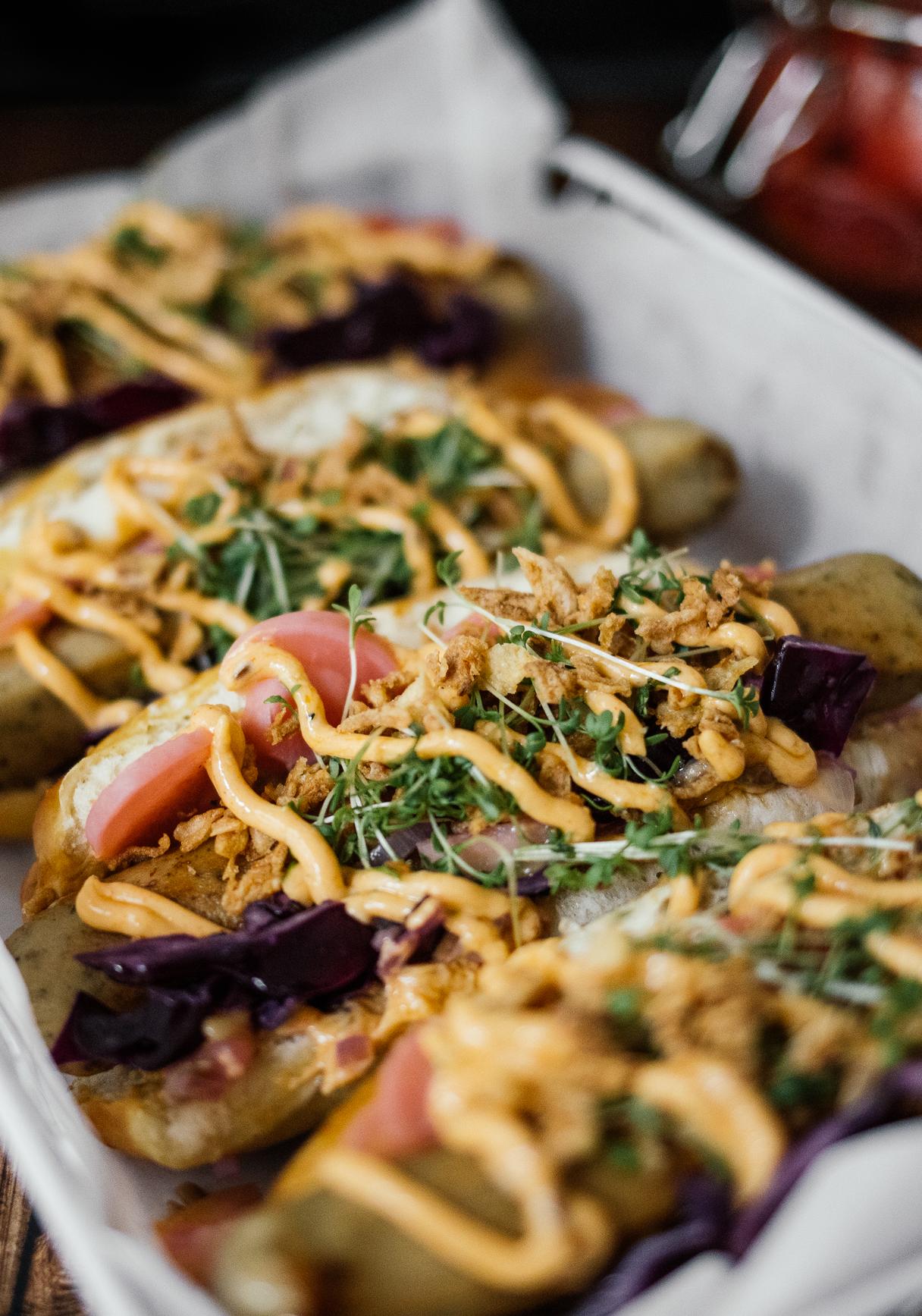 Bavarian Hot Dogs with Vegan “Obazda Cheese” Mayonnaise