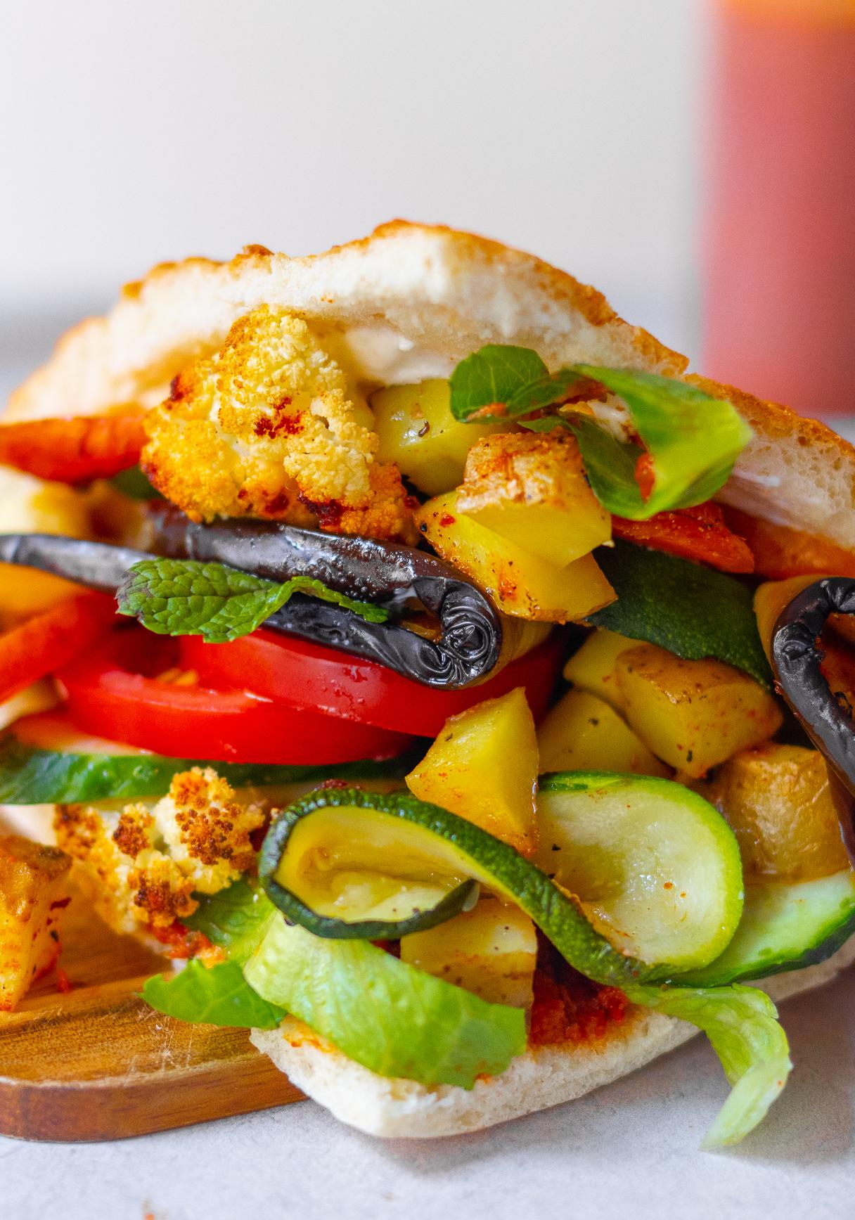 Gemüsedöner mit selbstgemachtem Fladenbrot