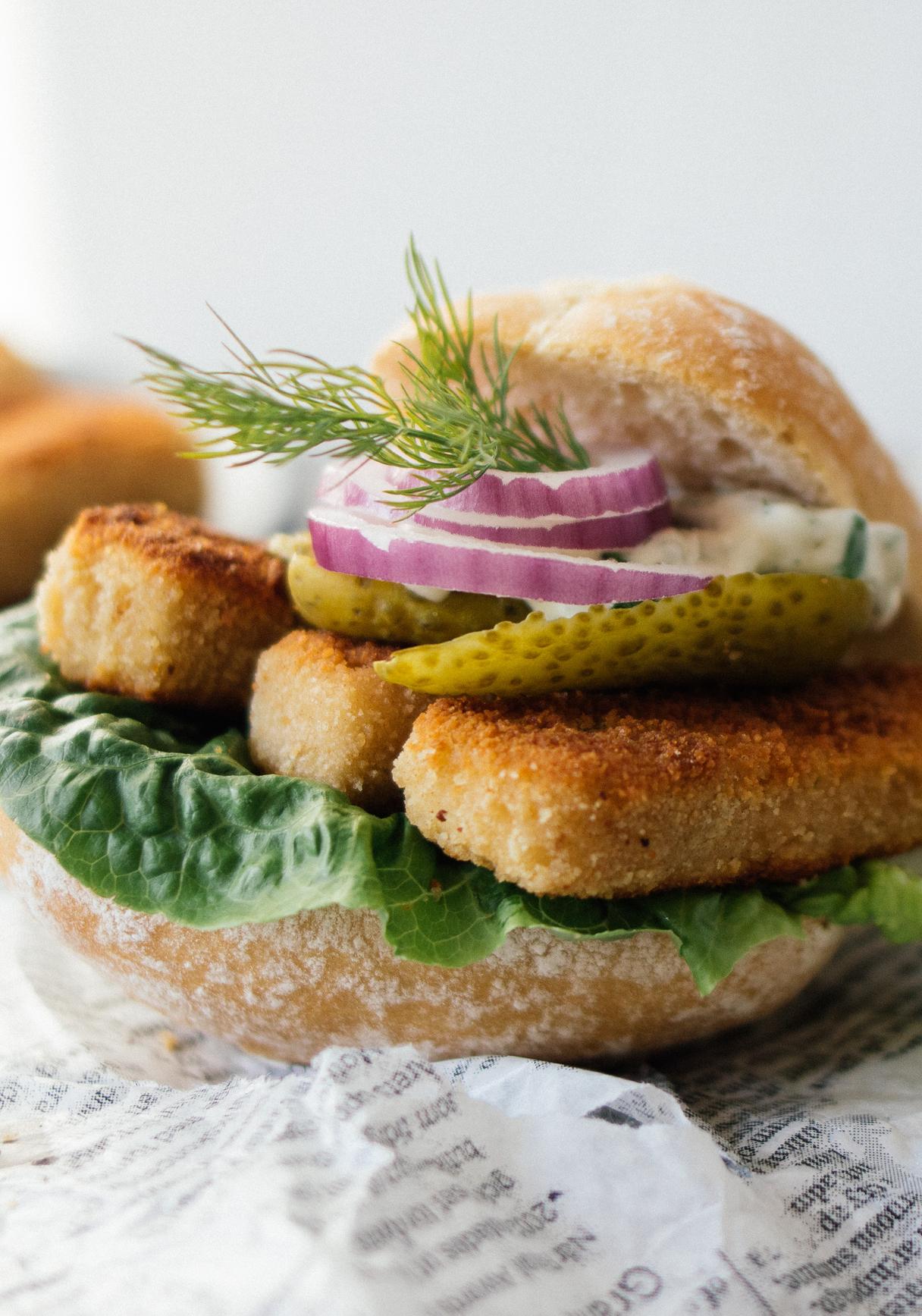 Vegan Fish Sandwich with Homemade Fish Sticks