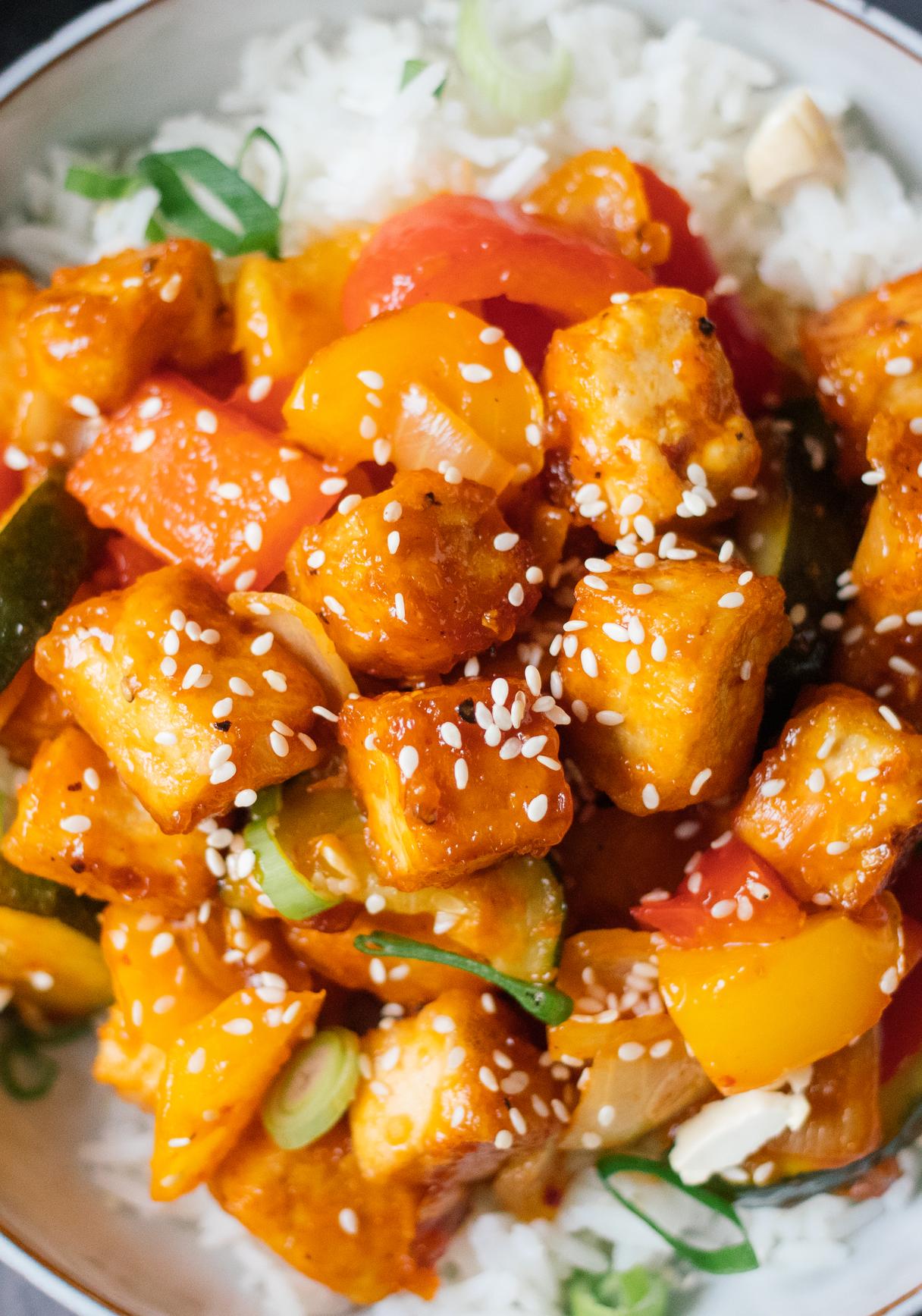 Tofu süß-sauer mit Reis