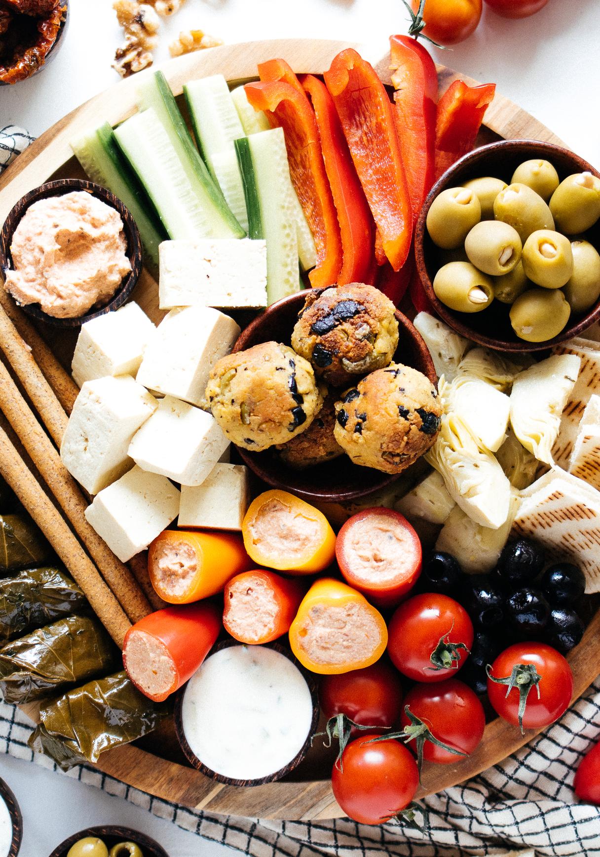 Vegane Griechische Mezze Platte