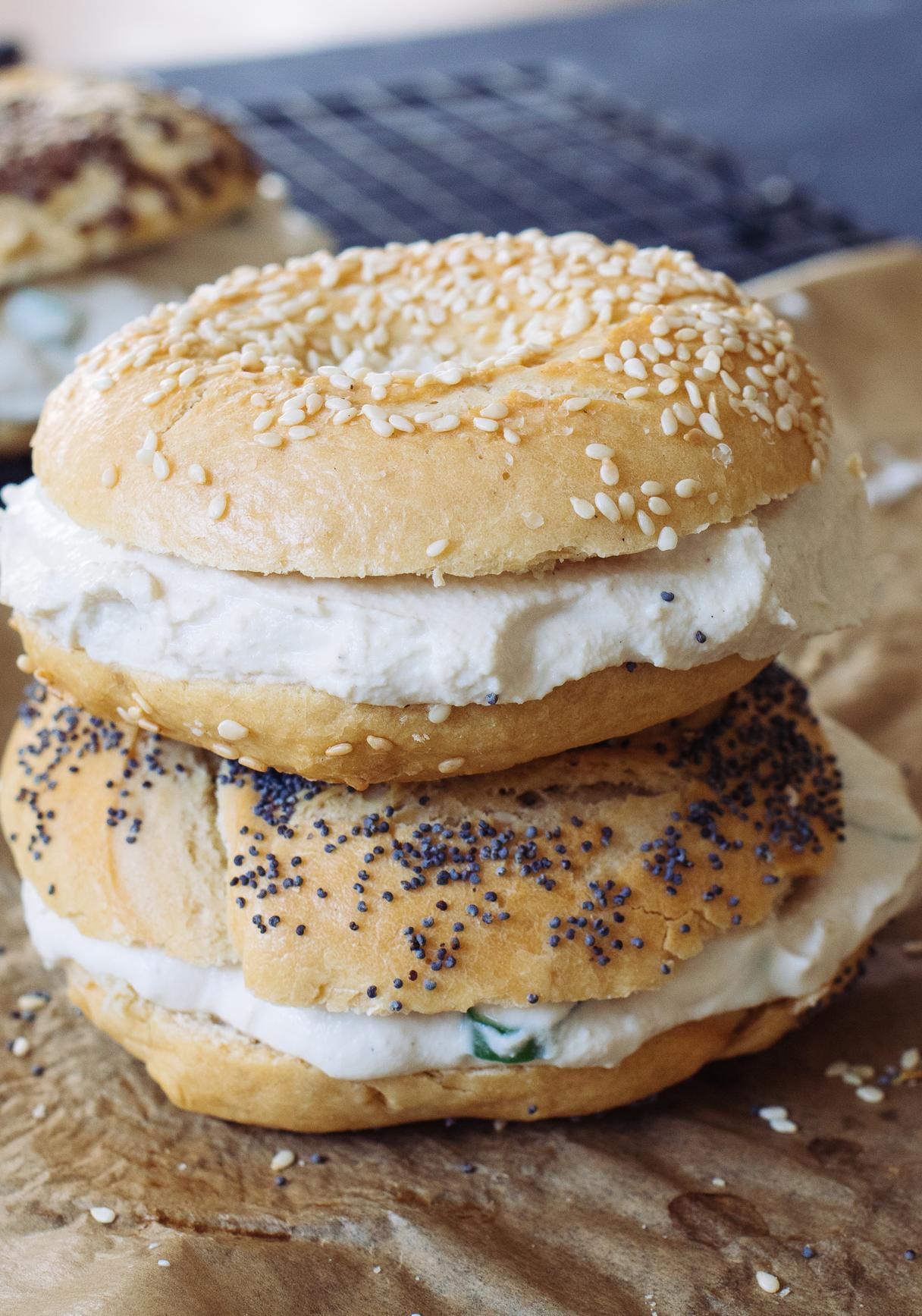 Vegan cream cheese bagel