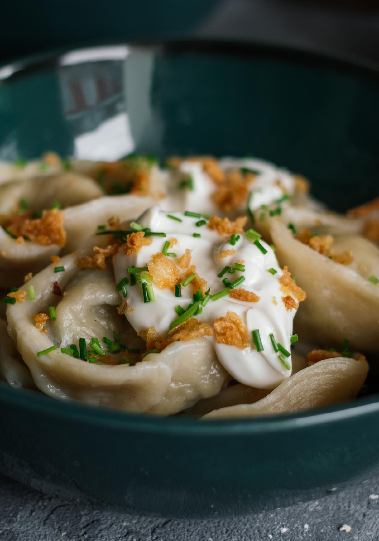 Vegan Pelmeni with Spelt and Spinach Filling
