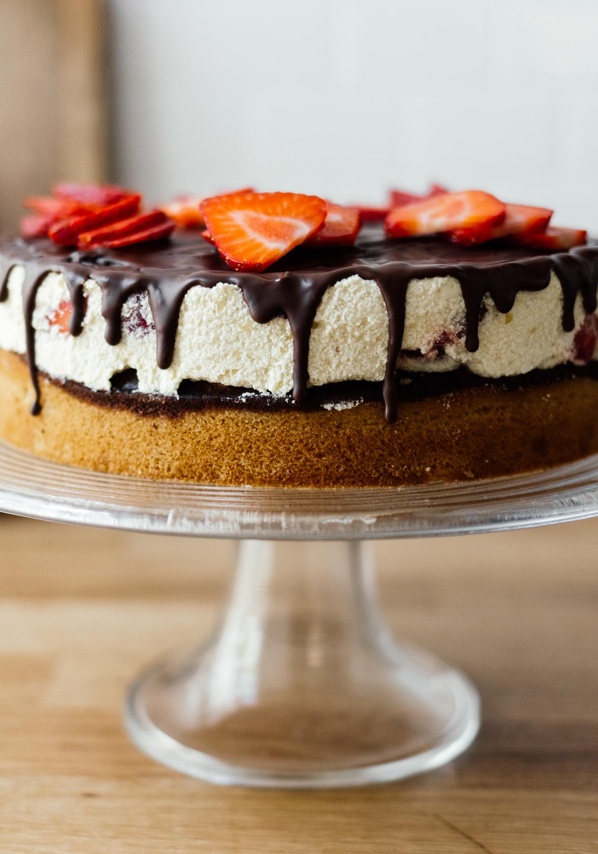 Vegan Pound Cake with Vanilla Pudding and Strawberries