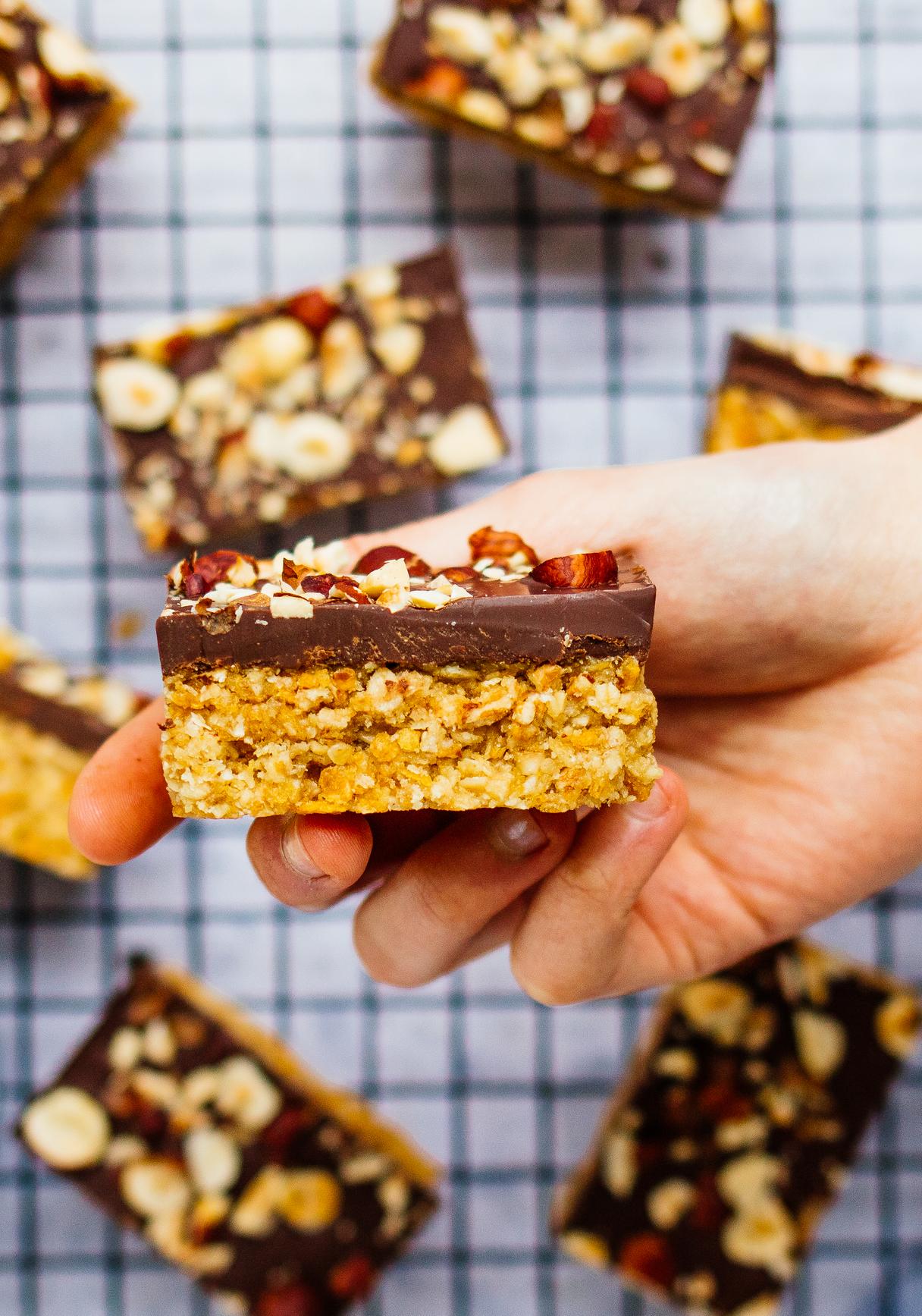 No Bake Hazelnut Chocolate Bars
