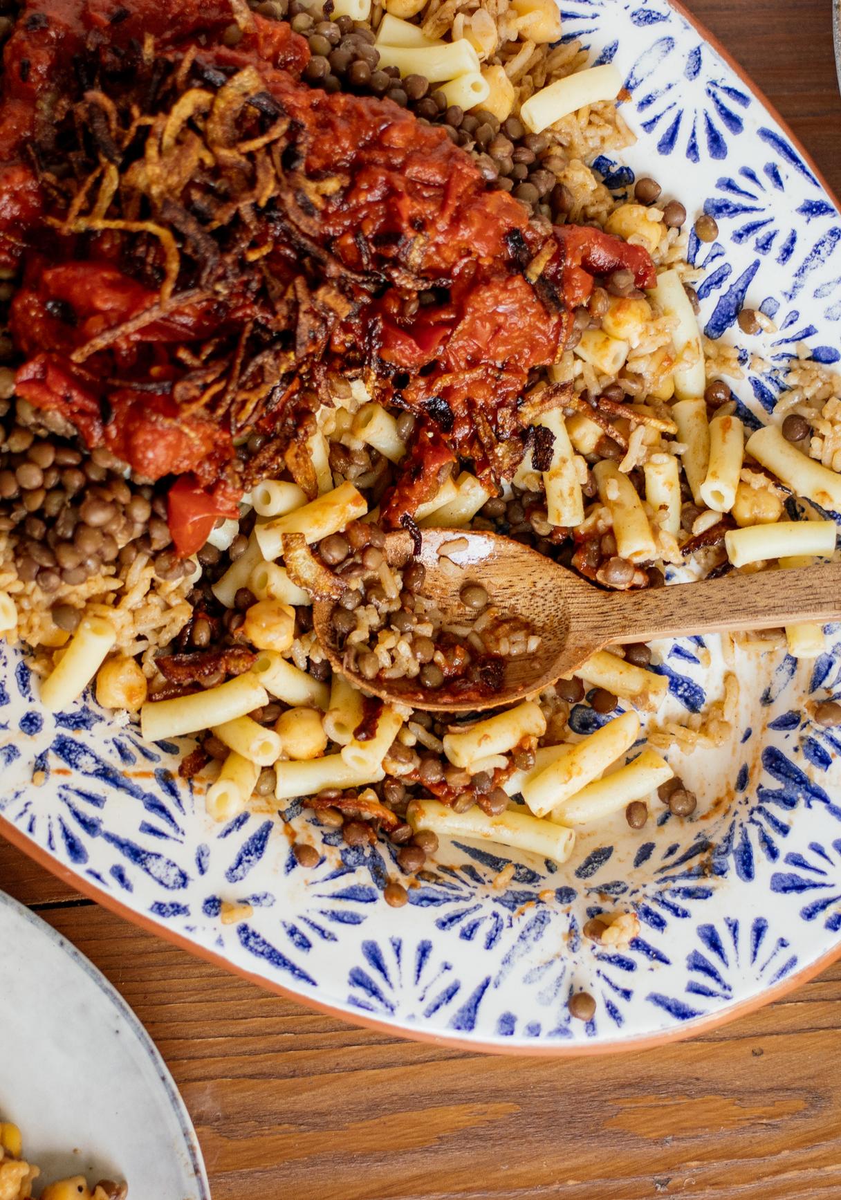 Vegan Kushari (A Dream of Pasta, Rice, Lentils, and Chickpeas)