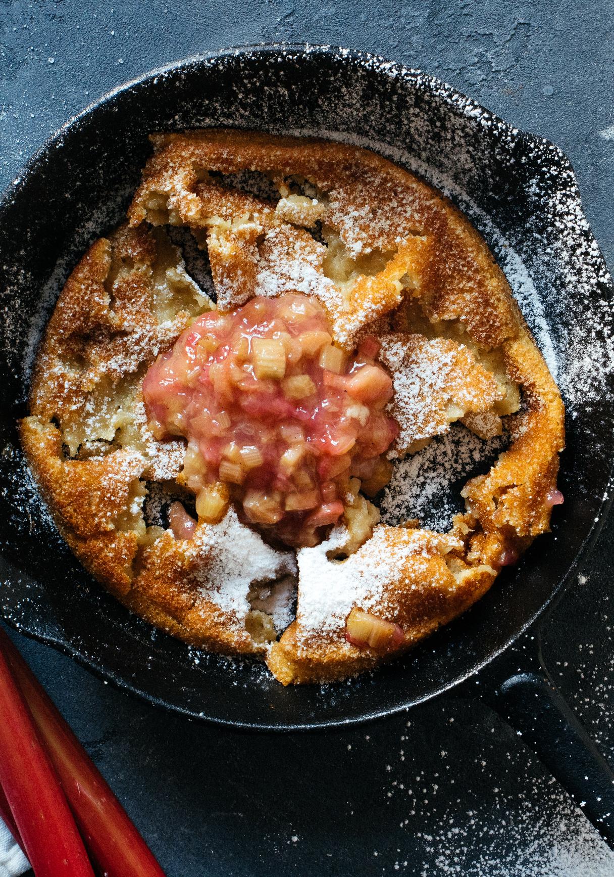 Vegan Dutch Baby with Rhubarb Compote