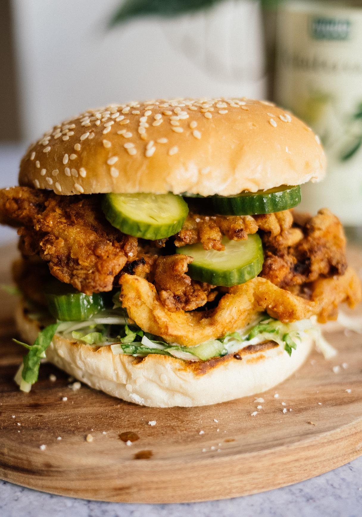 Vegan Fried Mushroom Burger