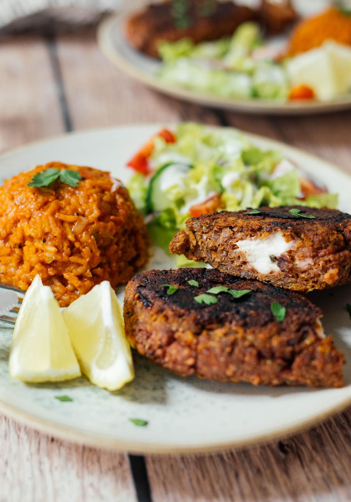 Vegan Bifteki-Steak with Tomato Rice
