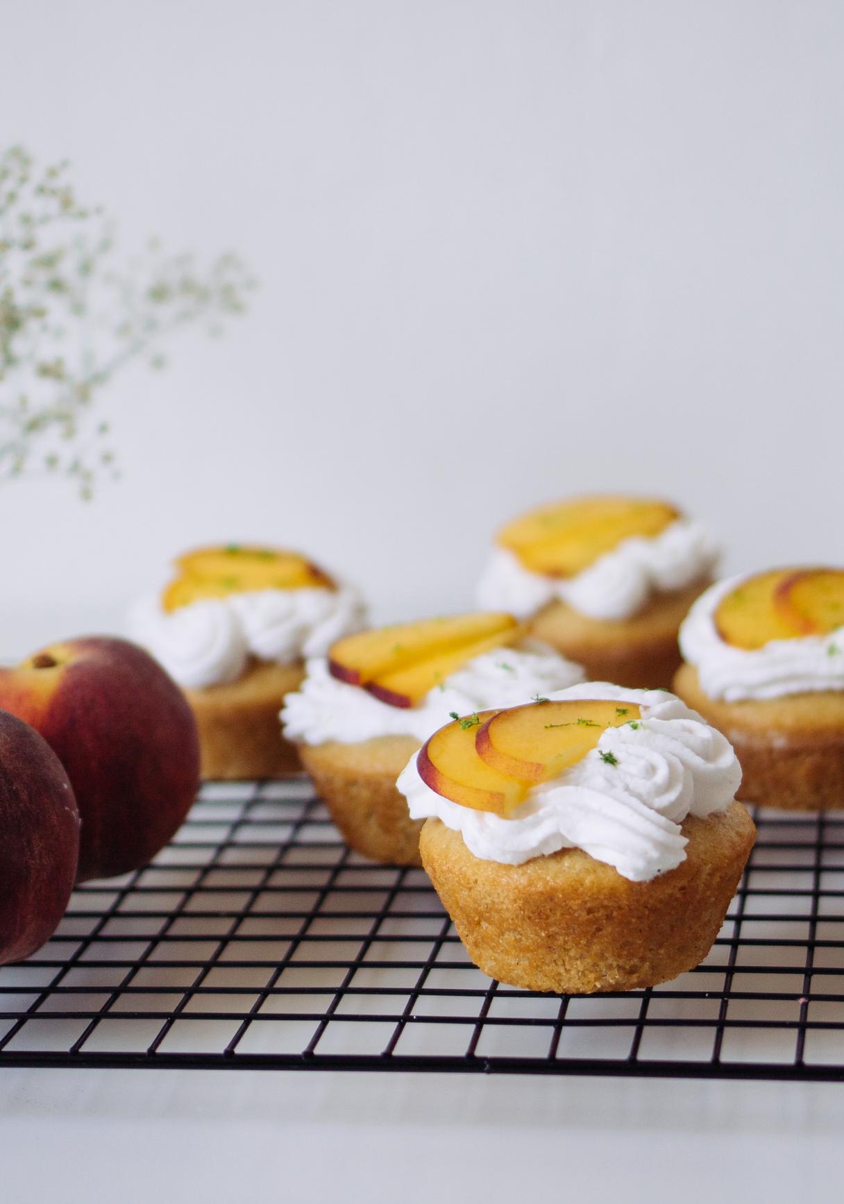Vegan Stuffed Peach Cupcakes