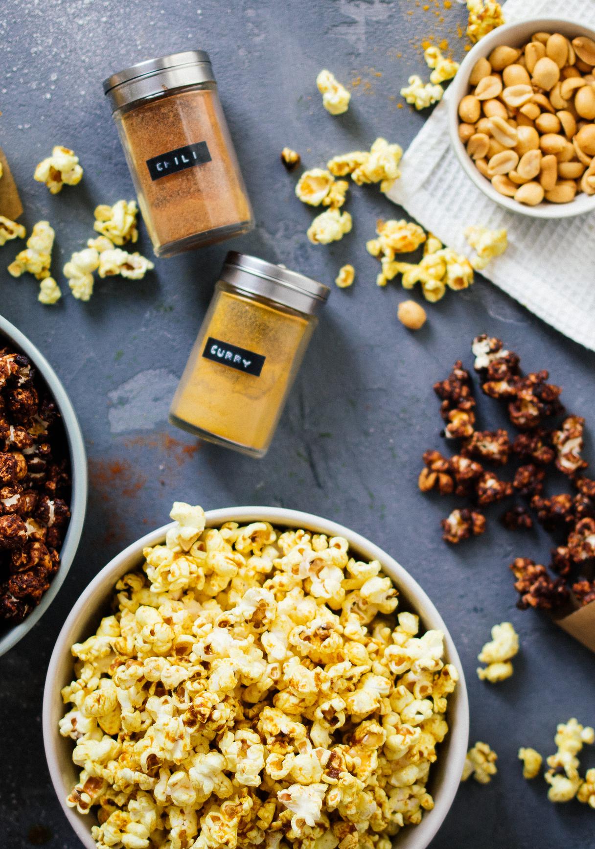 Sweet & Salty Curry and Chocolate Peanut Popcorn