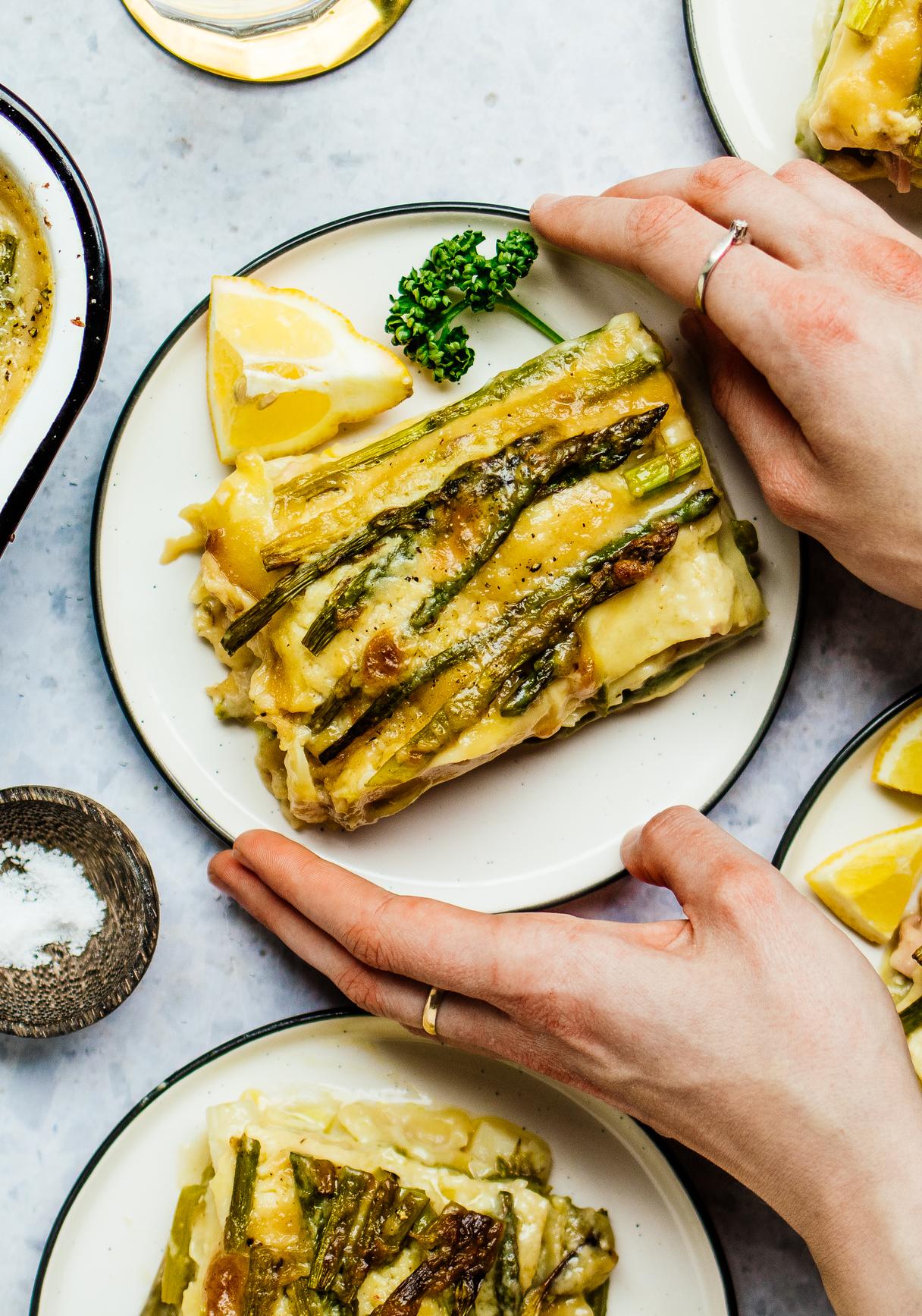 Vegan Asparagus Lasagna with Sauce Hollandaise